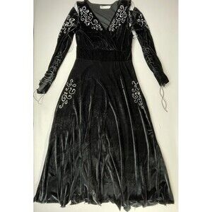 MIGEER Velvet Long Dress Women's  Medium Black Altered Cosplay/Costume Fairycore